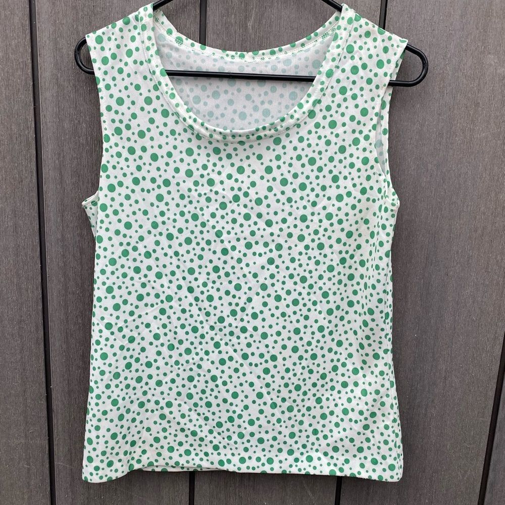 Vintage Sleeveless Polyester Polka Dot Top - Picture 5 of 6